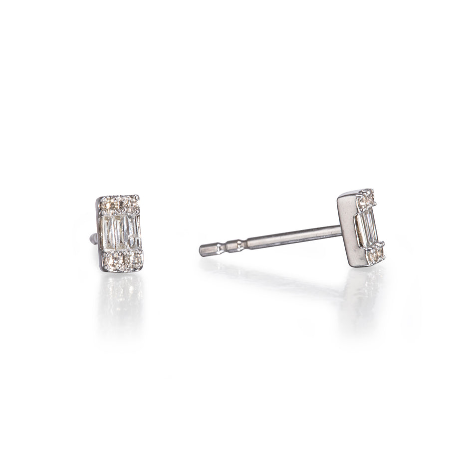 9ct White Gold Illusion Set Diamond Cluster Earrings