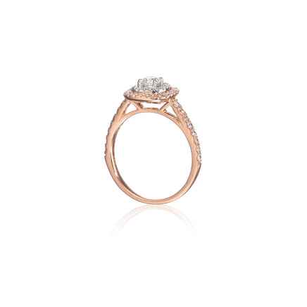 14ct Rose and White Gold Two Tone Double Halo Ring