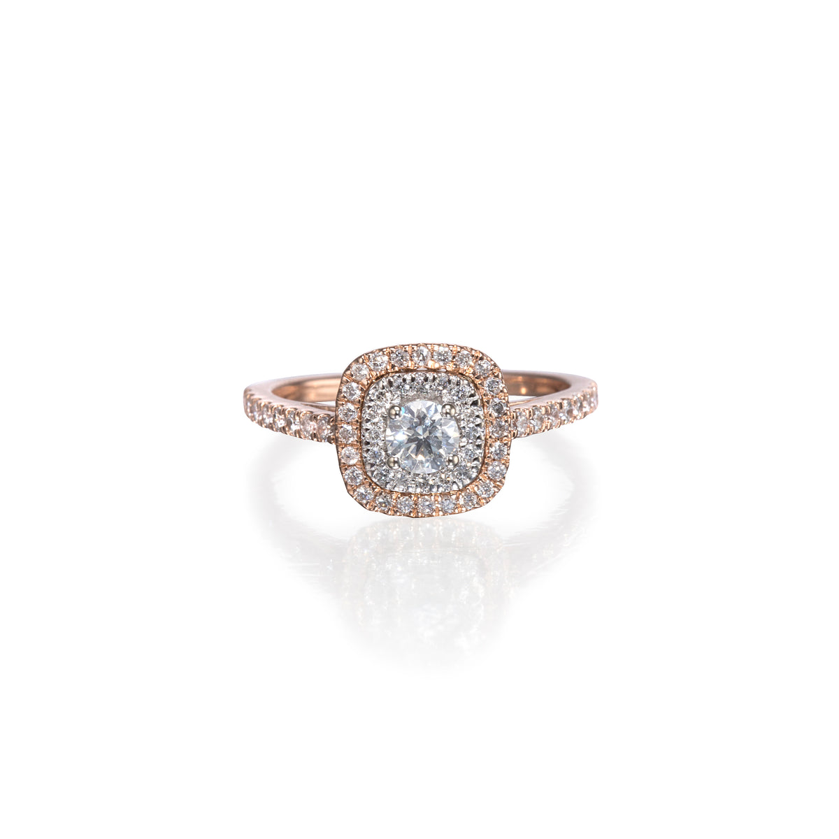 14ct Rose and White Gold Two Tone Double Halo Ring