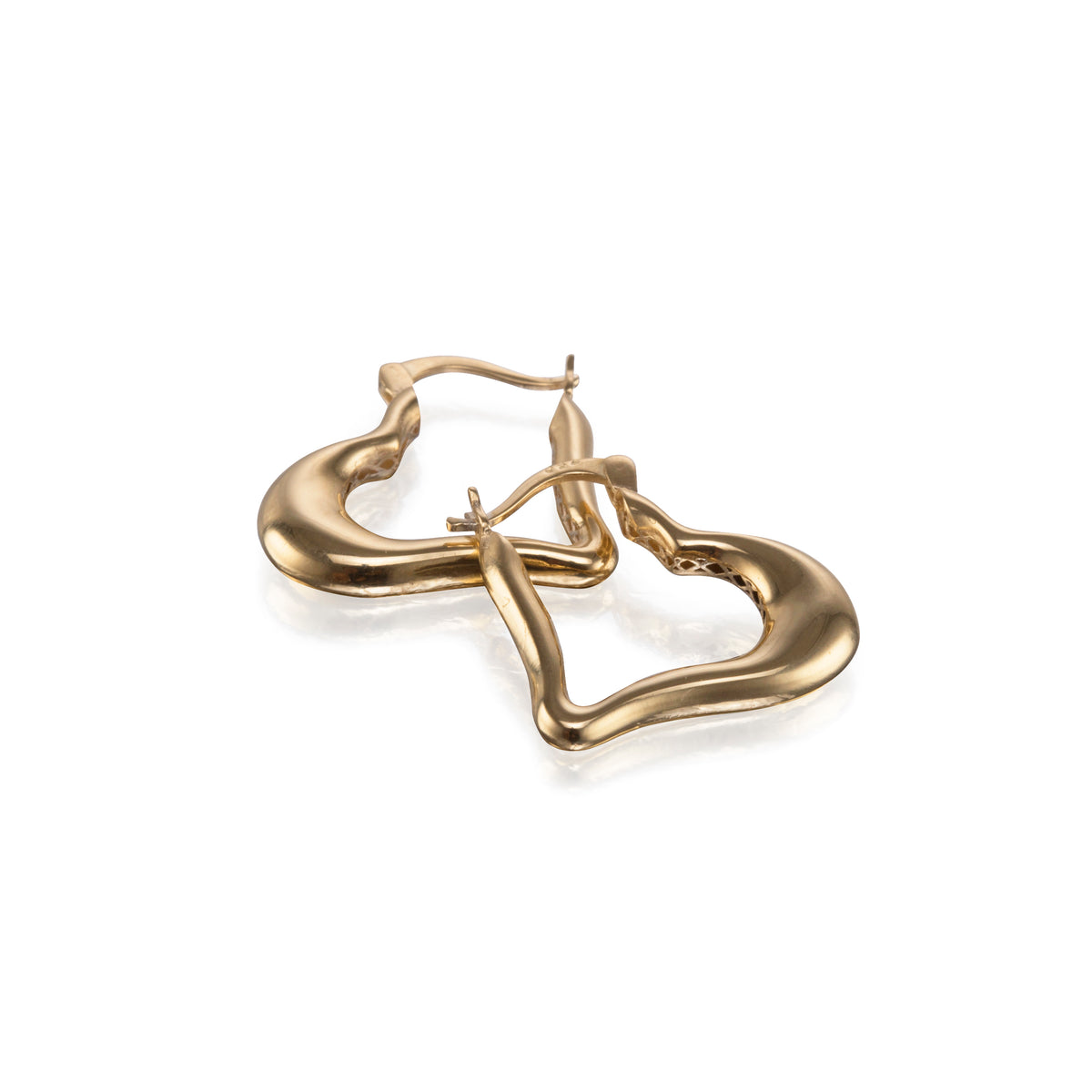 18ct Yellow Gold Heart Shape Creole Pin Hoop Earrings