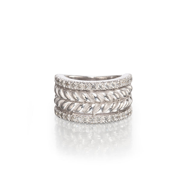 Jenna Clifford 9ct White Gold Edge Herringbone Diamond Ring