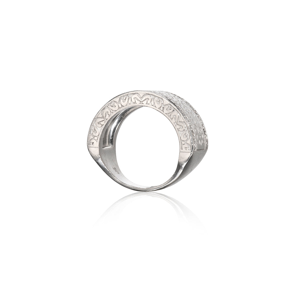 Jenna Clifford 9ct White Gold Milgrain and Floral Filigree Pattern Diamond Ring