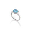 Browns 9ct White Gold Cushion Cut Topaz Halo Ring