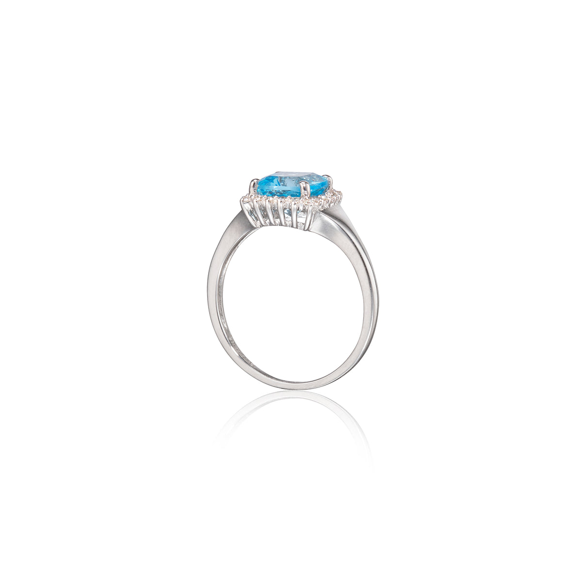 Browns 9ct White Gold Cushion Cut Topaz Halo Ring