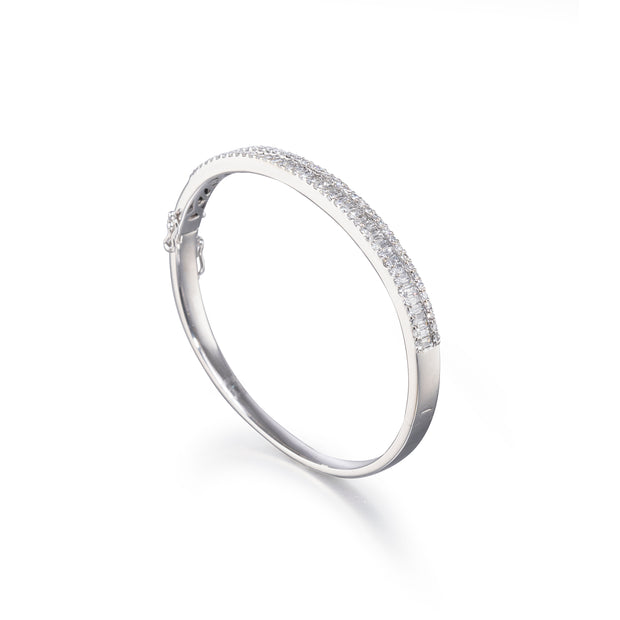 18ct White Gold Hinged Diamond Fancy Bangle