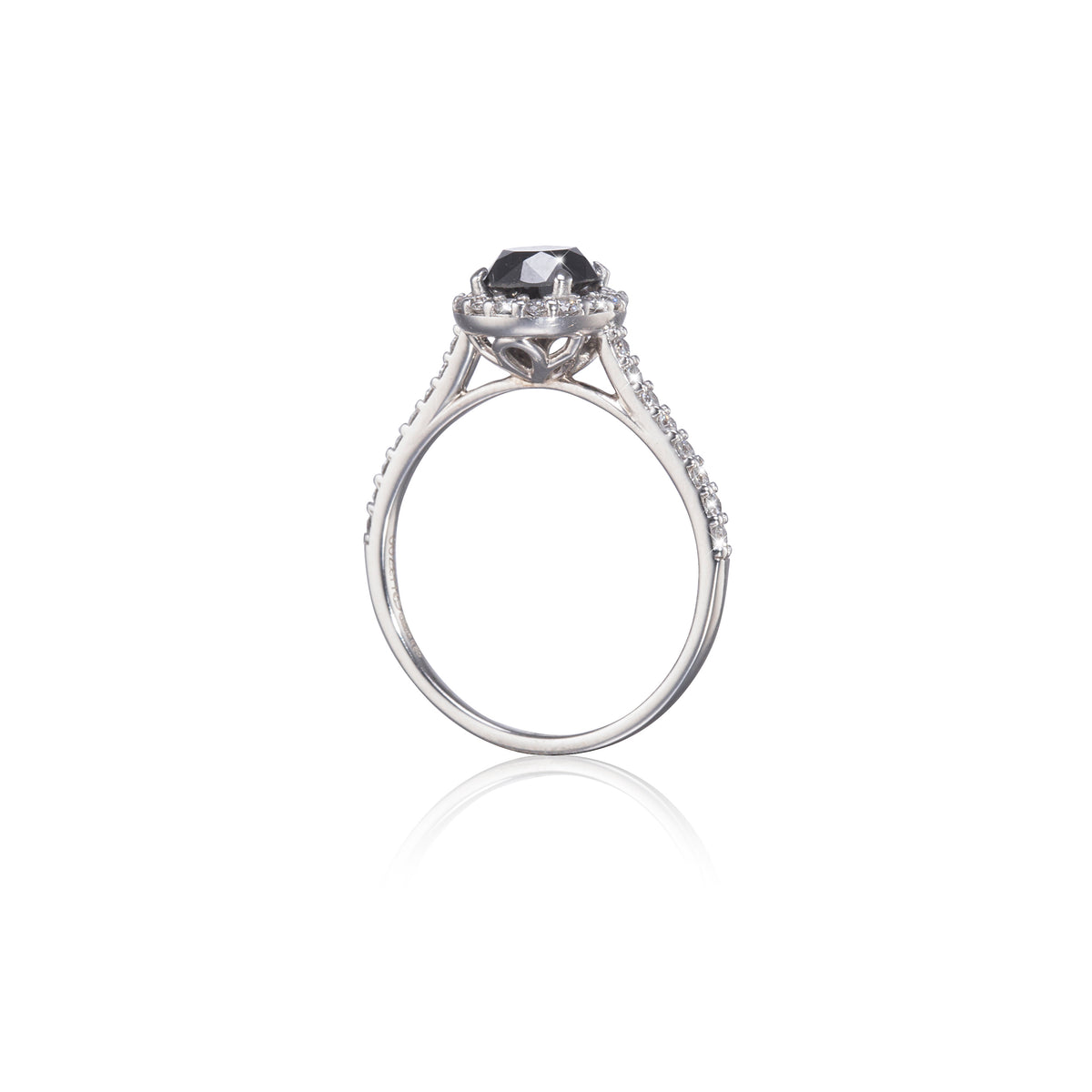 Browns Angel Collection 18ct White Gold Black Diamond Halo Ring