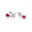 18ct White Gold Ruby and Diamond Flower Hanging Earrings