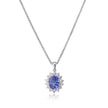 Browns 18ct White Gold Cluster Tanzanite and Diamond Pendant with a 18ct White Gold Chain