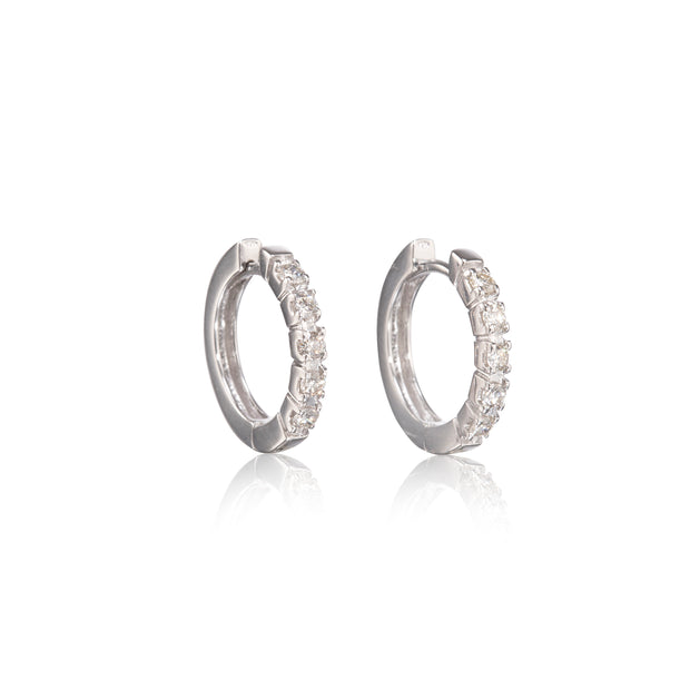 18ct White Gold Diamond Huggie Earrings