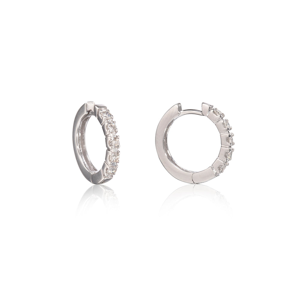 18ct White Gold Diamond Huggie Earrings