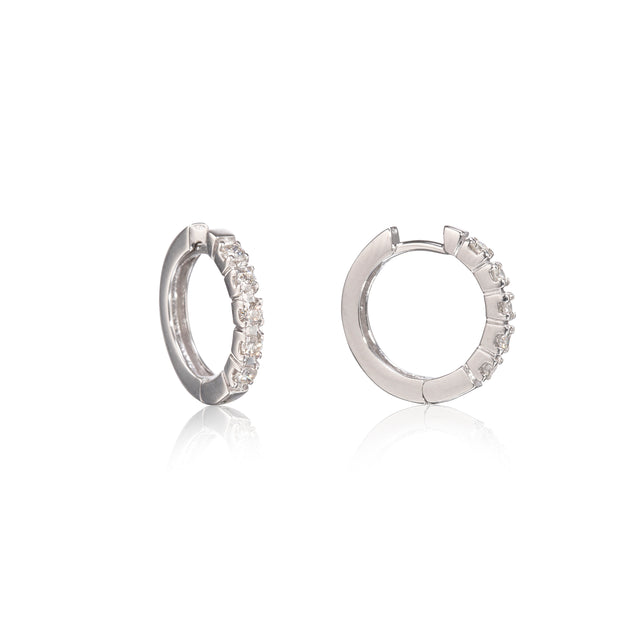 18ct White Gold Diamond Huggie Earrings