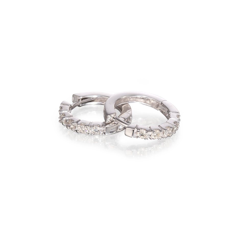 18ct White Gold Diamond Huggie Earrings