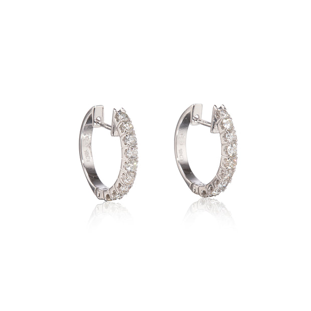 18ct White Gold Diamond Huggie Earrings