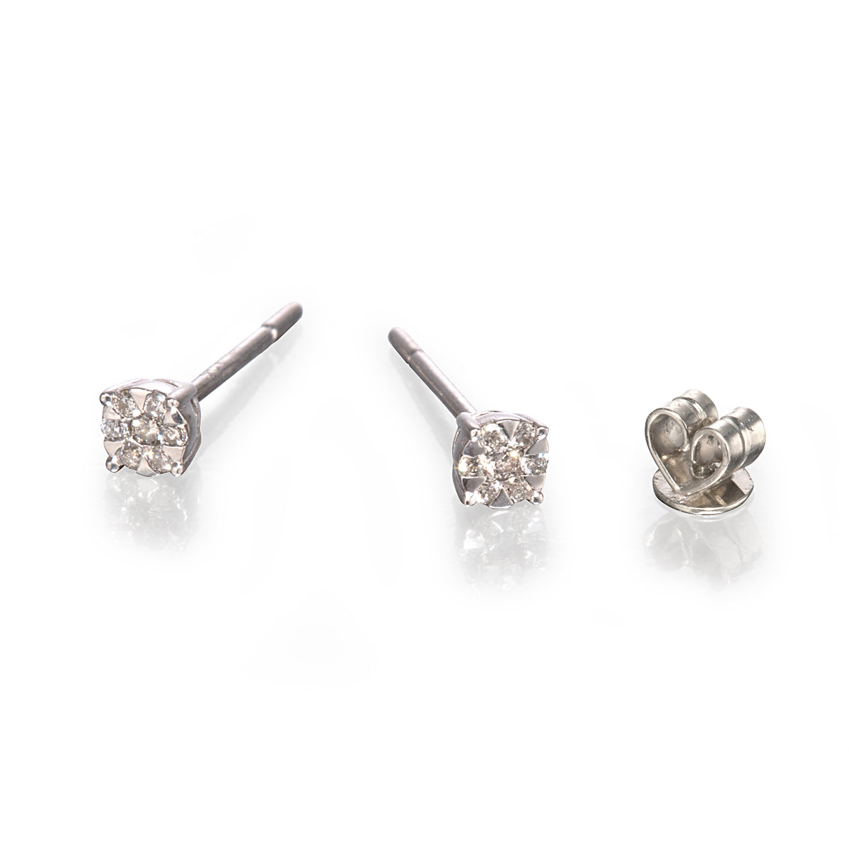 9ct White Gold illusion Cluster Diamond Stud Earrings