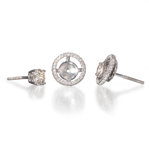 18ct White Gold Diamond Solitaire Stud Earring with Halo Enhancers