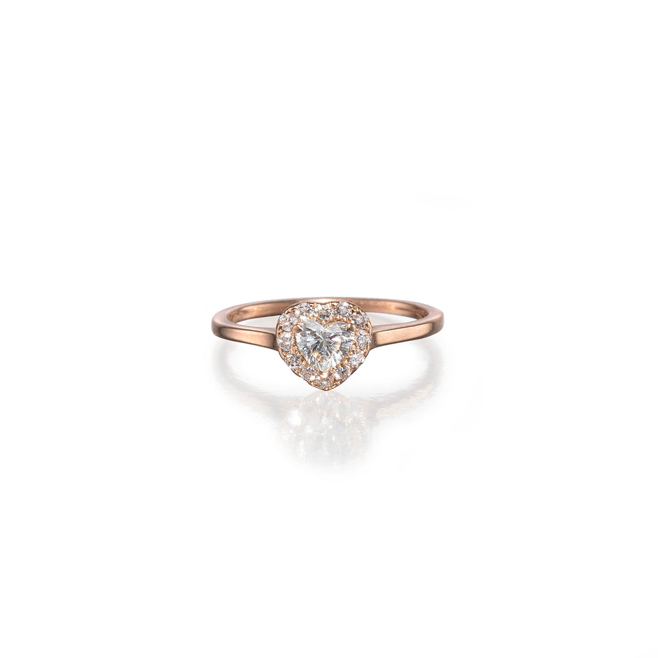 Browns 18ct Rose Gold Heart Diamond Halo Ring