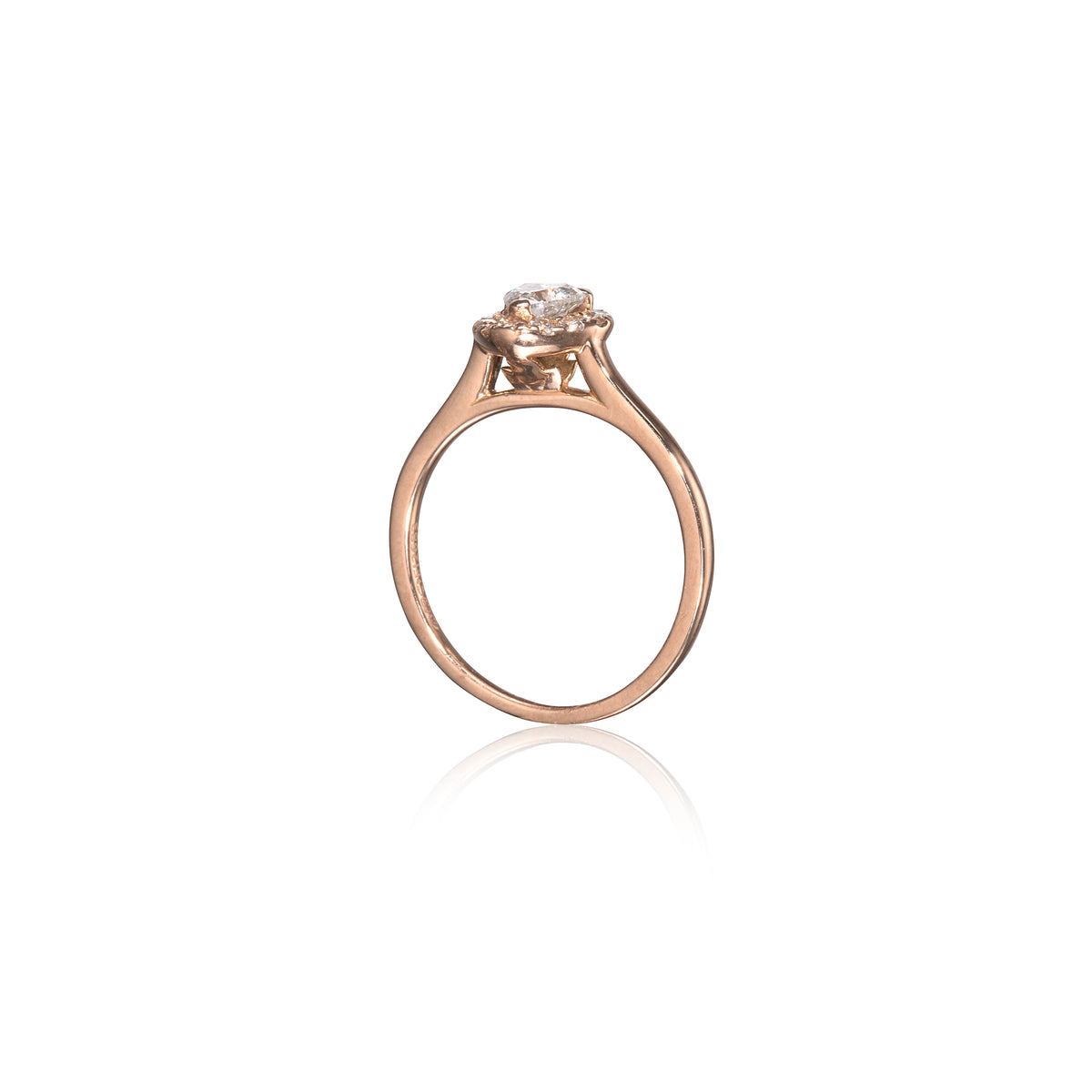 Browns 18ct Rose Gold Heart Diamond Halo Ring