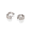 18ct White Gold Baguette and Round Brilliant Cut Diamond Huggie Earrings