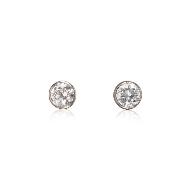 18ct white and yellow gold bezel diamond stud earrings South Africa