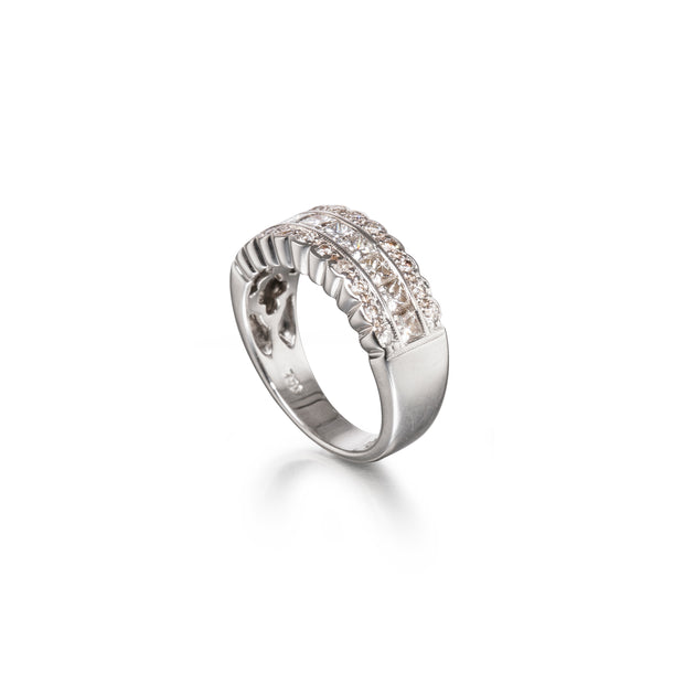18ct White Gold Triple Row Diamond Eternity Ring