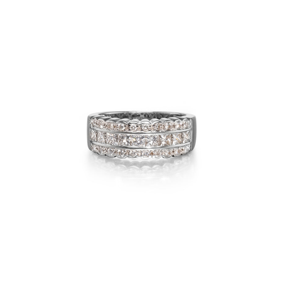 18ct White Gold Triple Row Diamond Eternity Ring