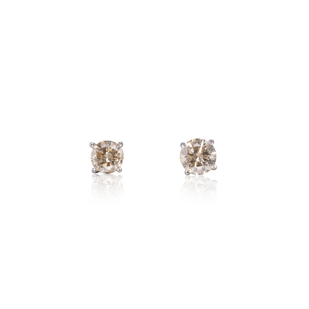 14ct White Gold Cognac Diamond Stud Earrings