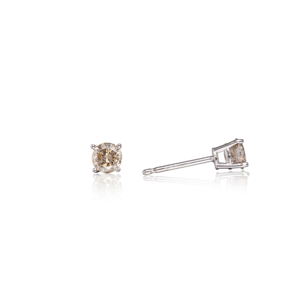 14ct White Gold Cognac Diamond Stud Earrings