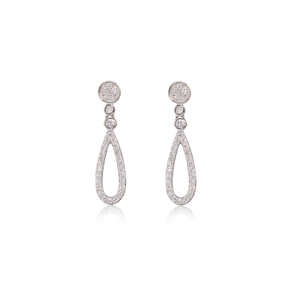 18ct White Gold Drop Dangle Diamond Earrings