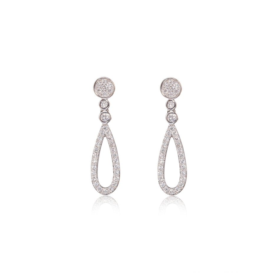 18ct White Gold Drop Dangle Diamond Earrings
