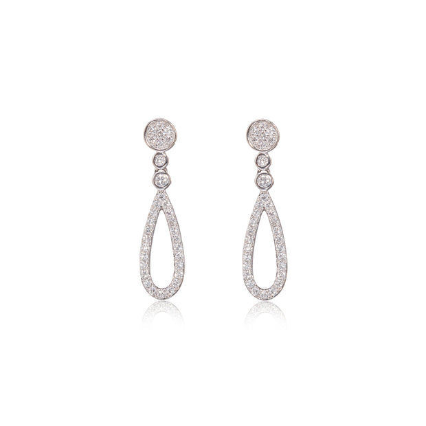 18ct White Gold Drop Dangle Diamond Earrings