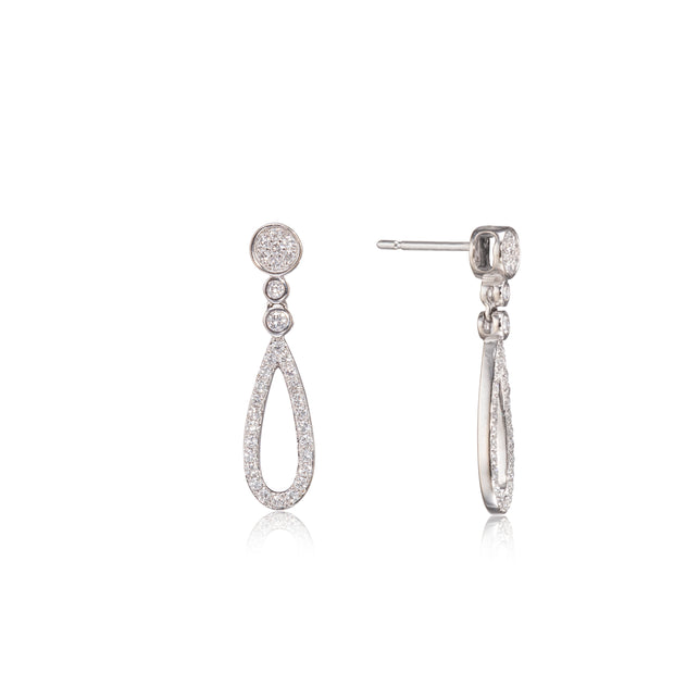 18ct White Gold Drop Dangle Diamond Earrings