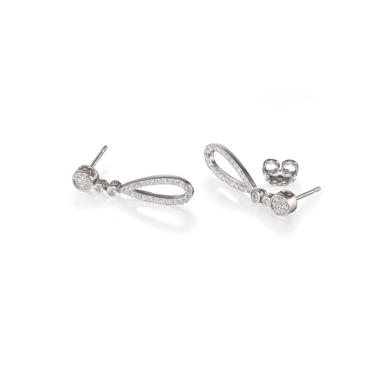 18ct White Gold Drop Dangle Diamond Earrings