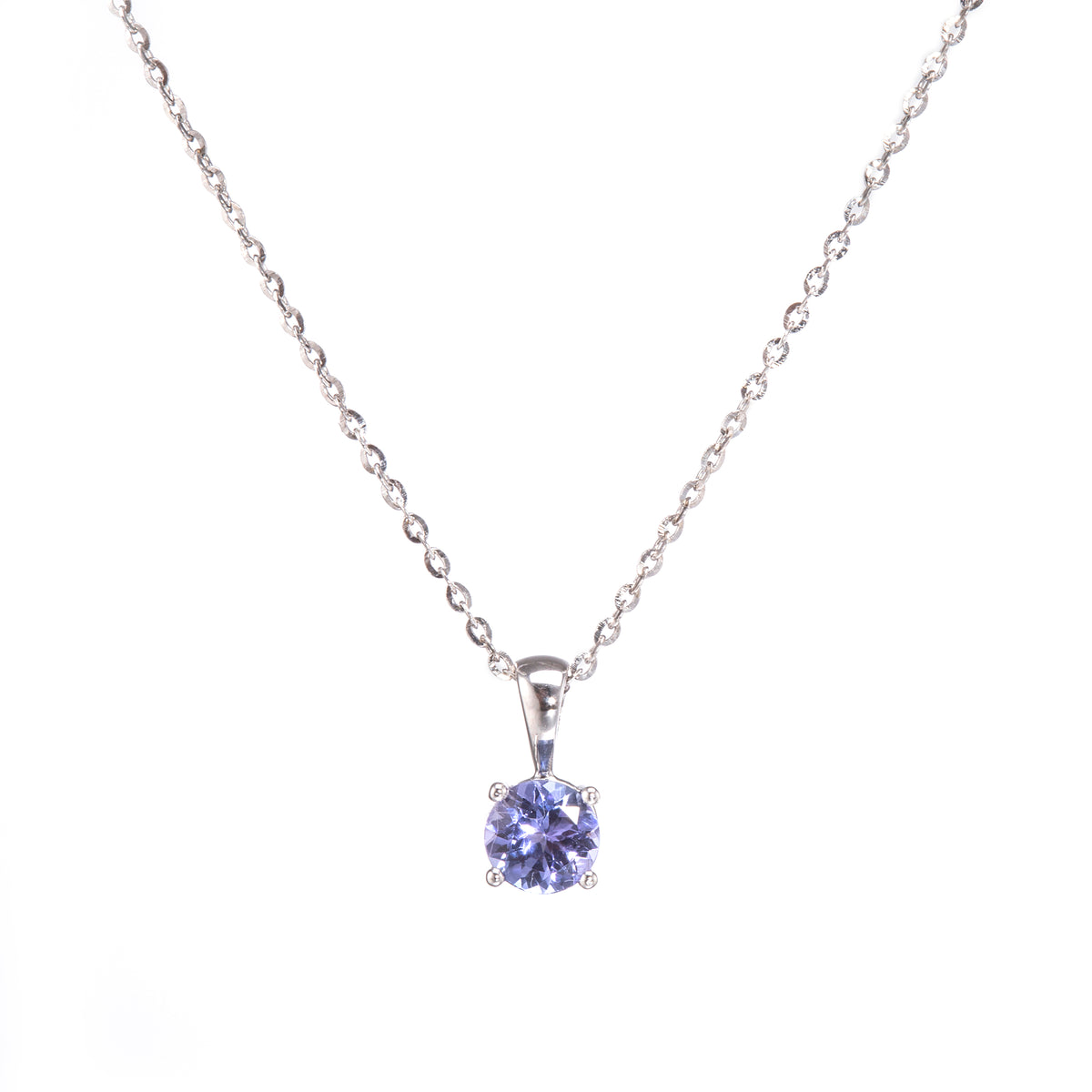 9ct White Gold Chain with a 9ct White Gold Tanzanite Pendant