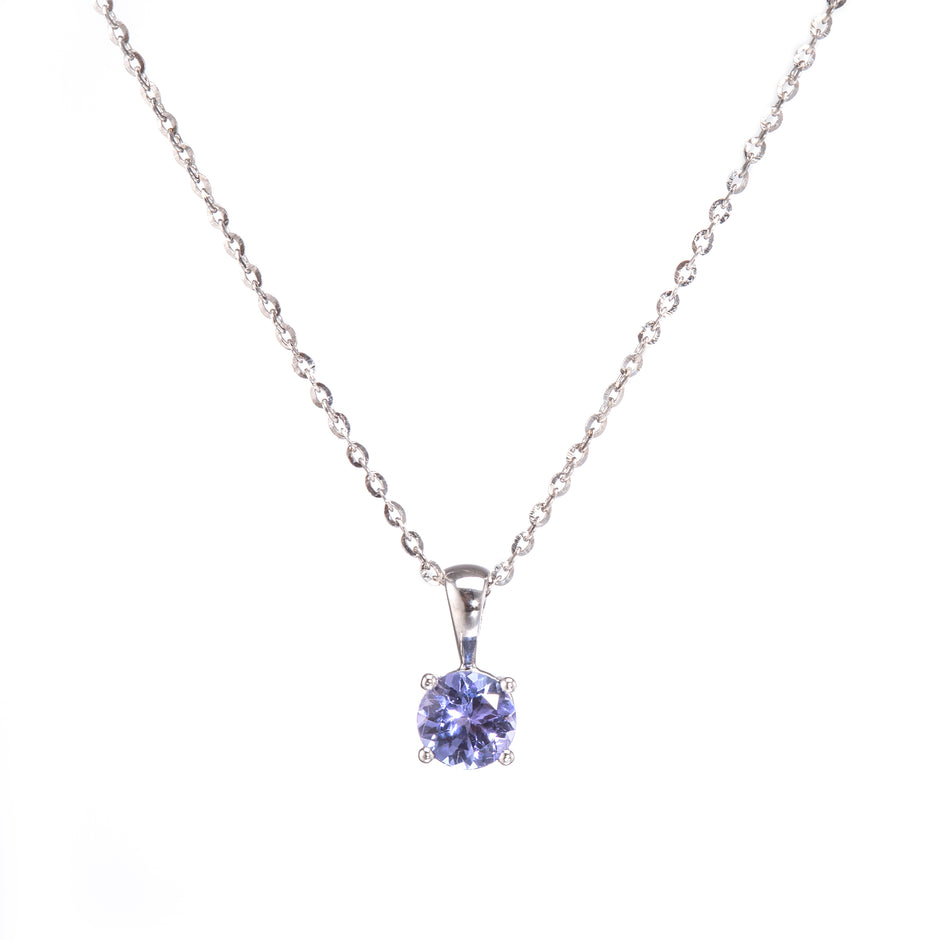 9ct White Gold Chain with a 9ct White Gold Tanzanite Pendant