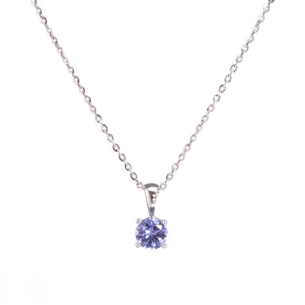 9ct White Gold Chain with a 9ct White Gold Tanzanite Pendant