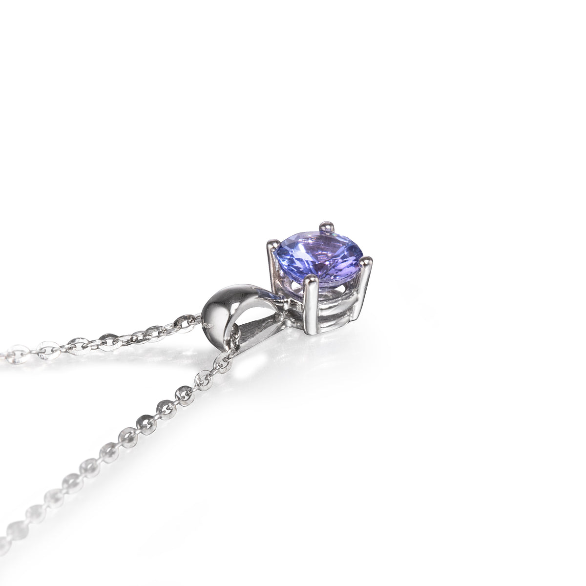 9ct White Gold Chain with a 9ct White Gold Tanzanite Pendant
