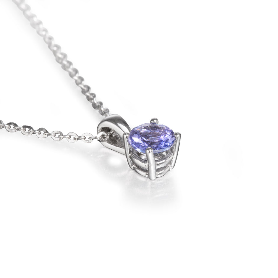 9ct White Gold Chain with a 9ct White Gold Tanzanite Pendant