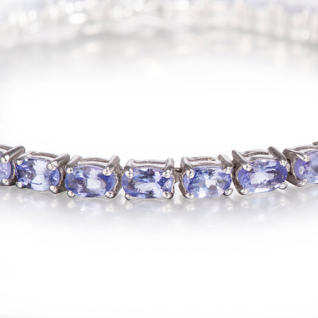 Sterling Silver Oval Cut Tanzanite Tennis Bracelet