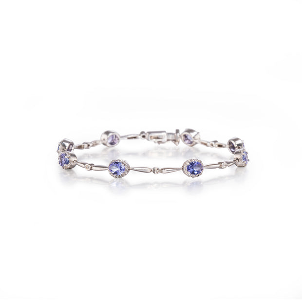 18ct White Gold Tanzanite and Diamond Bracelet