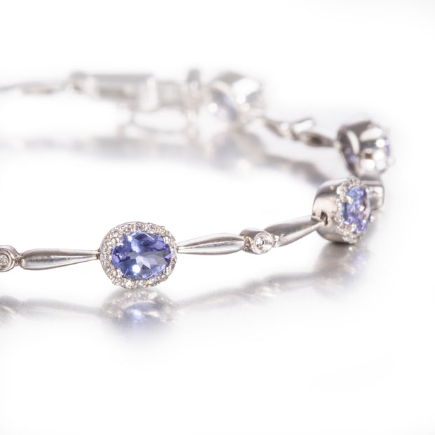 18ct White Gold Tanzanite and Diamond Bracelet
