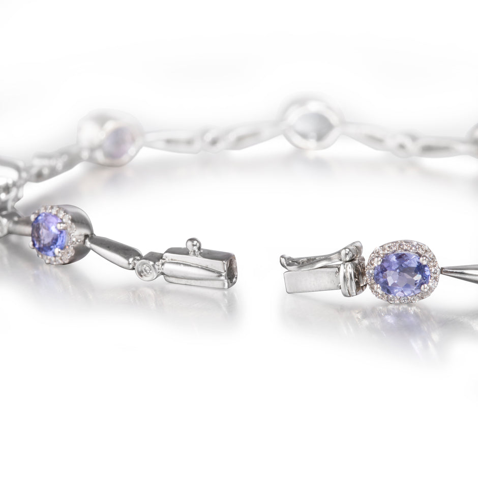 18ct White Gold Tanzanite and Diamond Bracelet