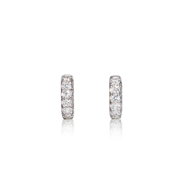 18ct Two Tone White and Yellow Gold Diamond Huggie Earrings