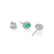 18ct White Gold Oval Cut Emerald and Diamond Cluster Earrings