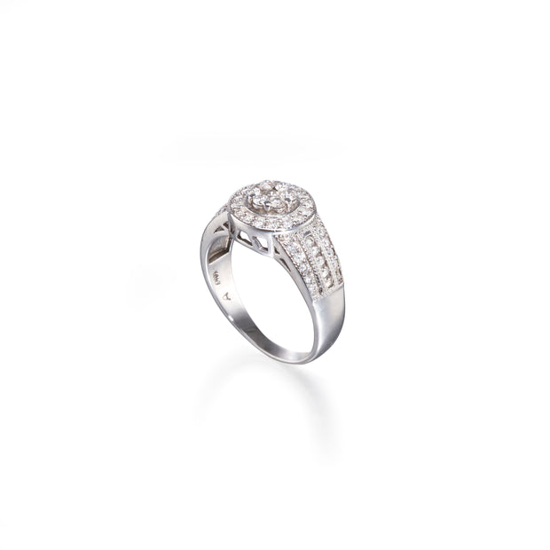 18ct White Gold Diamond Cluster Halo Ring