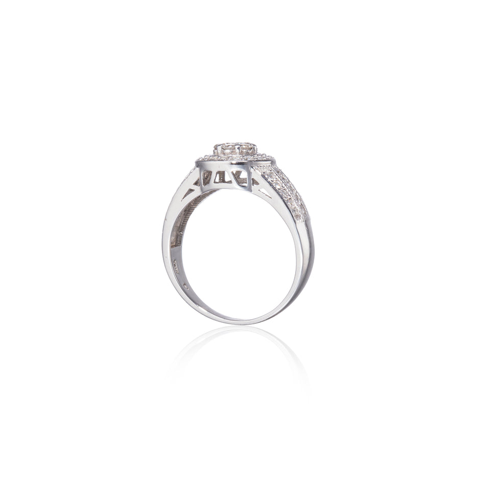 18ct White Gold Diamond Cluster Halo Ring