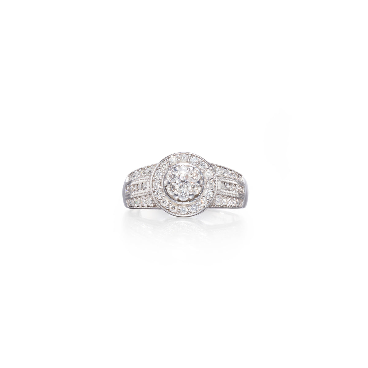 18ct White Gold Diamond Cluster Halo Ring