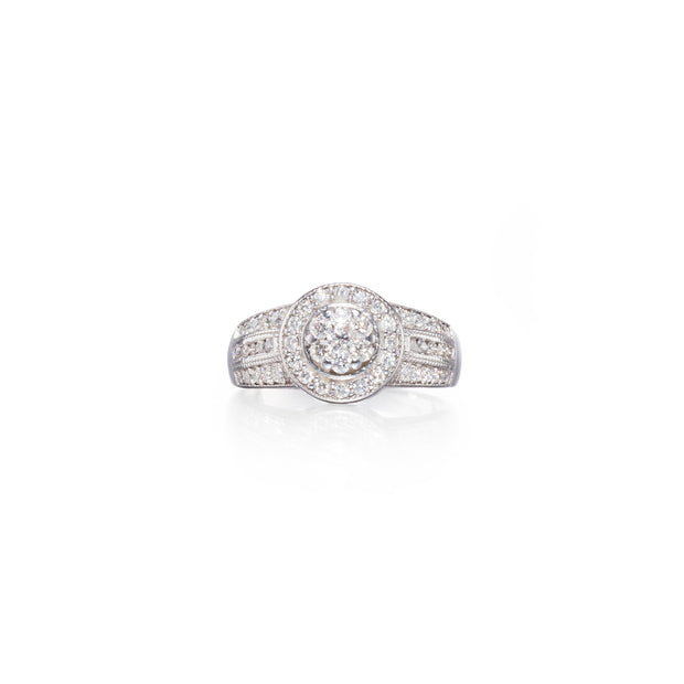 18ct White Gold Diamond Cluster Halo Ring