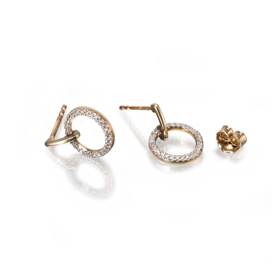 9ct Yellow Gold Diamond Eternity Drop Earrings