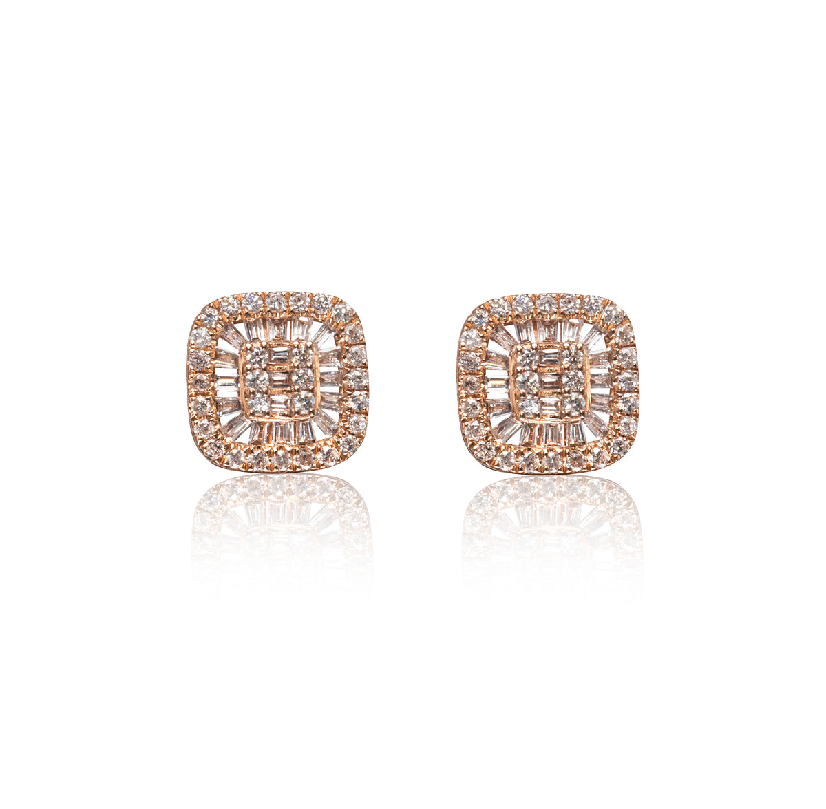 18ct Rose Gold Diamond Cluster Earrings