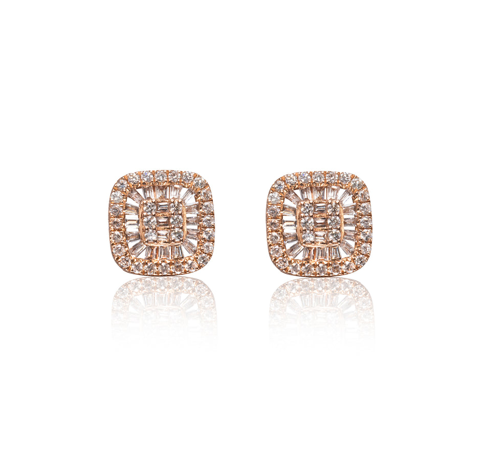 18ct Rose Gold Diamond Cluster Earrings